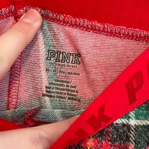 VS PINK VICTORIAS SECRET Cozy Sleep Jogger Pants Red Plaid CHRISTMAS Pajamas PJs - Picture 5 of 11